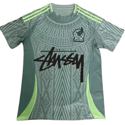 Stussy Grey Green Soccer Jersey: Quick-Dry Streetwear, Unisex