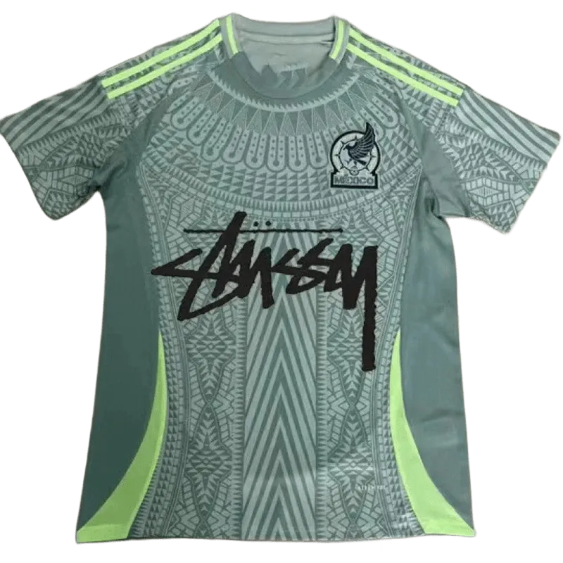 Stussy Grey Green Soccer Jersey: Quick-Dry Streetwear, Unisex