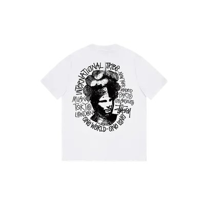 Stussy White International Tribe Cotton Tee: Unisex Streetwear