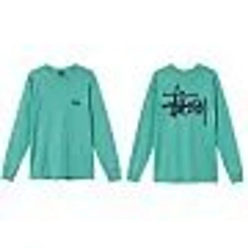 STUSSY Classic Mint Green Logo Long Sleeve T-Shirt Unisex