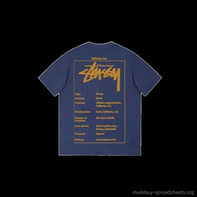 Stussy Classic Navy T-Shirt: Gold Logo, Cotton Tee