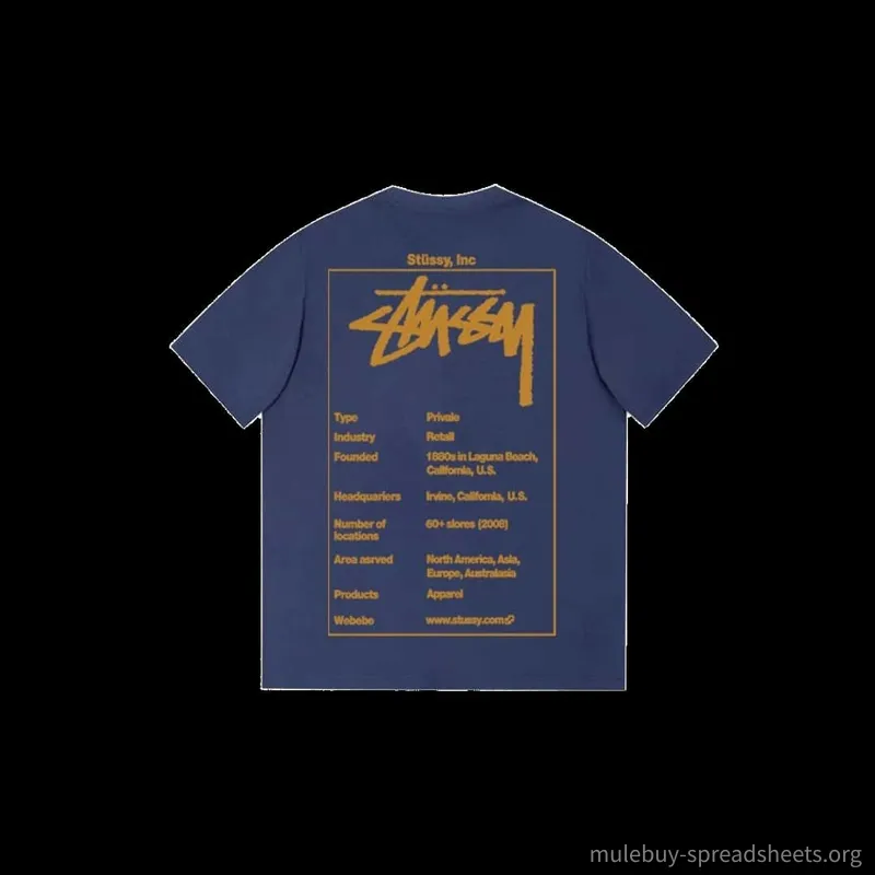 Stussy Classic Navy T-Shirt: Gold Logo, Cotton Tee