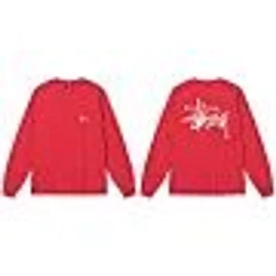 Stussy Red Cotton Crewneck Sweatshirt, 90s Streetwear, Unisex