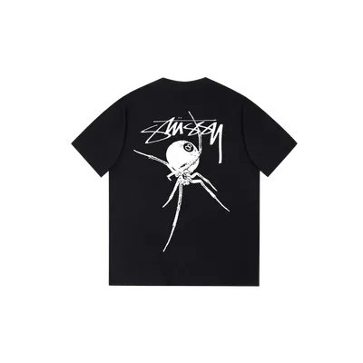 Stussy Classic Black T-Shirt with Spider & Pool Graphic | Unisex