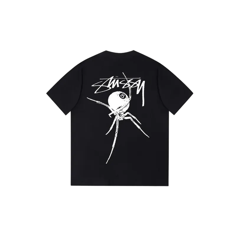 Stussy Classic Black T-Shirt with Spider & Pool Graphic | Unisex
