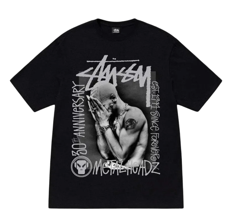 Stussy Anniversary T-Shirt: Black Graffiti Streetwear