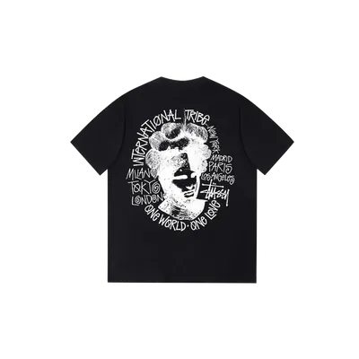 Stussy Tribe Black Cotton Tee Unisex 90s Streetwear