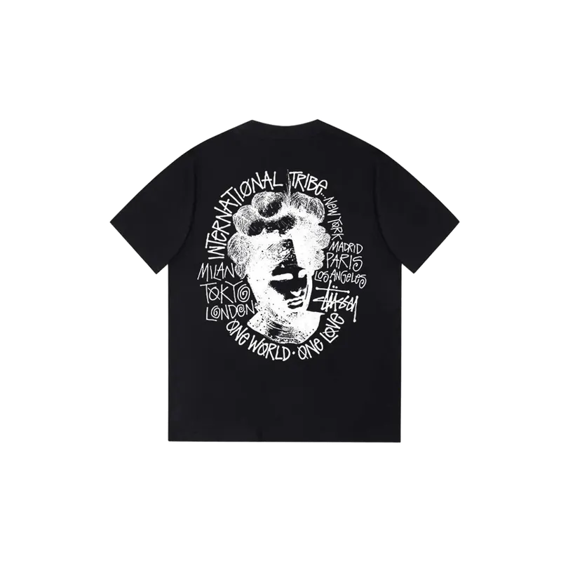 Stussy Tribe Black Cotton Tee Unisex 90s Streetwear