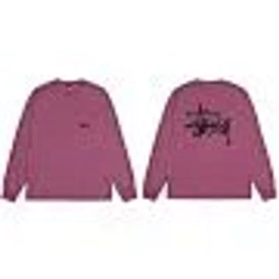 STUSSY Wine Red Crewneck Sweatshirt 90s Retro Unisex Streetwear