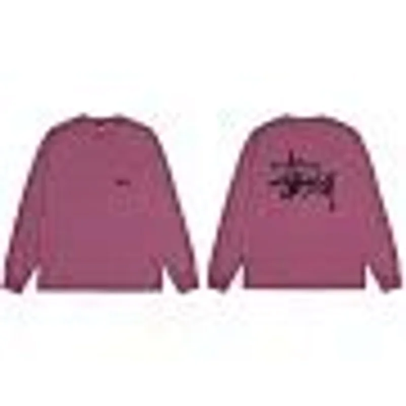 STUSSY Wine Red Crewneck Sweatshirt 90s Retro Unisex Streetwear