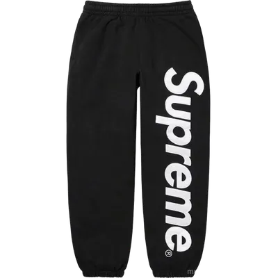 Supreme Black Cotton Casual Pants w/ Side Logo
