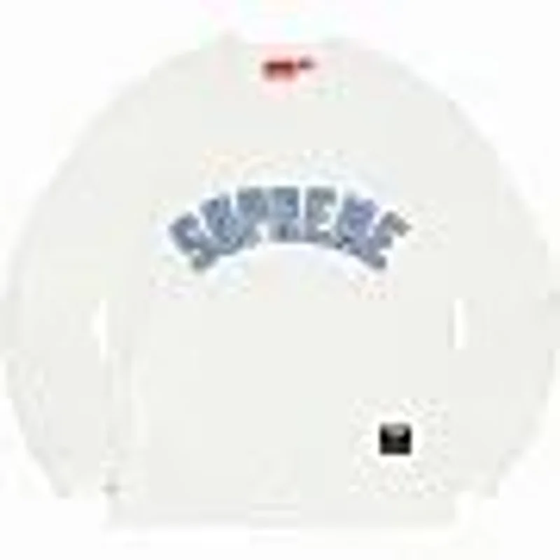 SUPREME White Crewneck Sweatshirt Unisex Streetwear Logo
