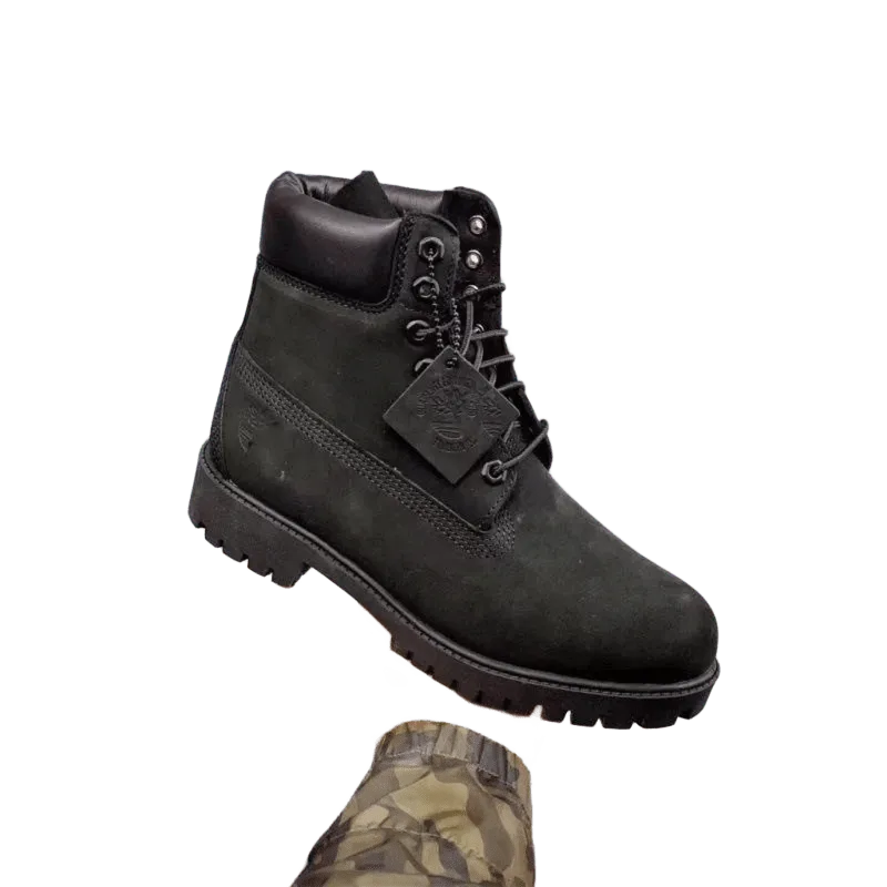 Timberland Black Leather 6-Inch Work Boots Unisex
